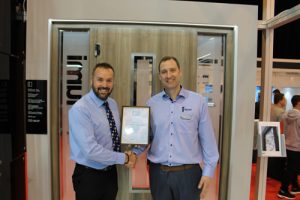 Andrew Glover (left) presents Asa McGillian with GGF Membership Certificate at FIT Show 2016